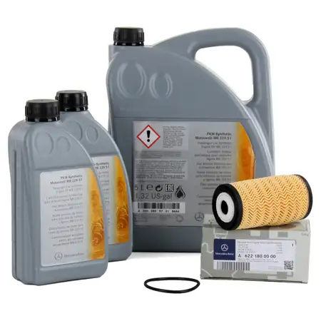 ORIGINAL Mercedes-Benz &Ouml;L Motor&ouml;l 5W30 MB 229.51 7 Liter + &Ouml;lfilter 6221800000
