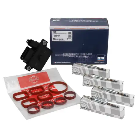 ORIGINAL BMW Gl&uuml;hkerzen 12237786869 + Steuerger&auml;t + Dichtungen GSE101 4-Zylinder