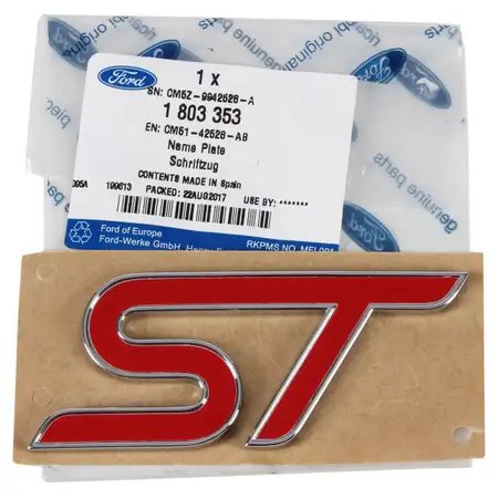 ORIGINAL Ford Emblem Schriftzug Aufkleber Zeichen ST Focus III hinten 1803353