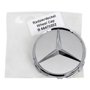 ORIGINAL Mercedes Nabendeckel Felgendeckel &Oslash; 75 mm SILBER (1 St&uuml;ck) 166470202