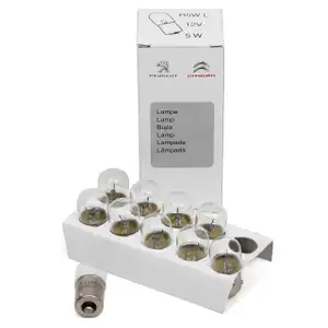 10x ORIGINAL Citroen Peugeot Halogenlampe Gl&uuml;hlampe 12V 5W R5W BA15s 6216.C2