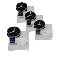 4x ORIGINAL Mercedes-Benz Nabendeckel Felgendeckel &Oslash; 75 mm SCHWARZ 66470200